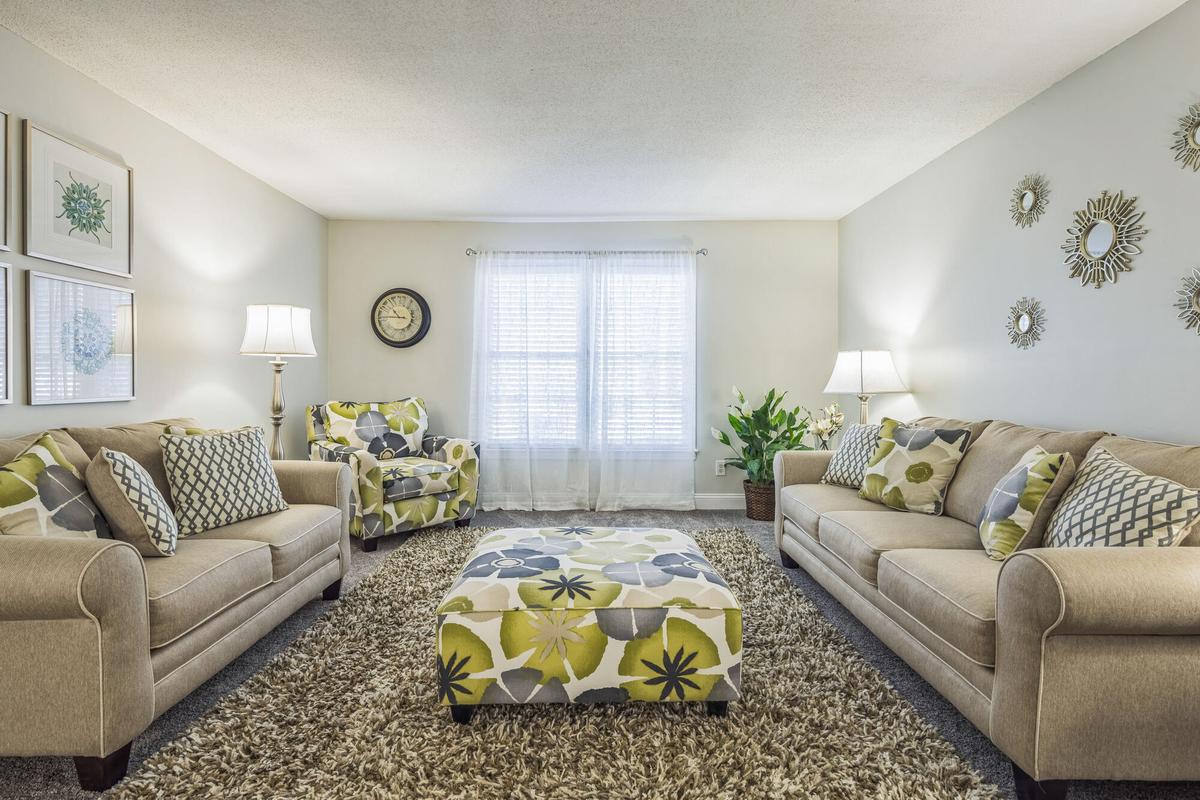 Living room in a Quail Run apartment home